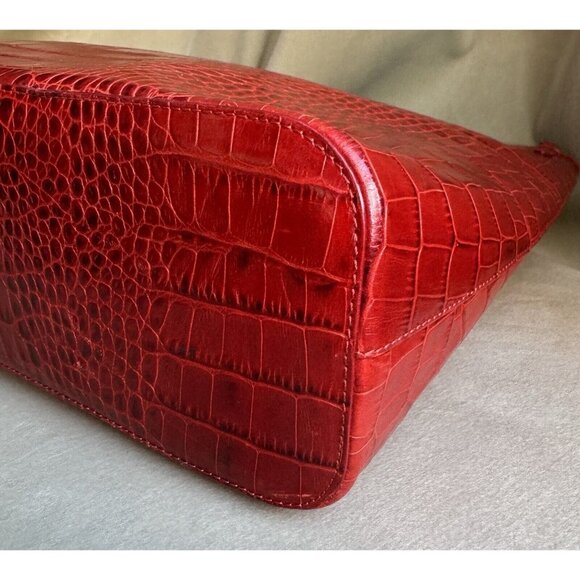 Valentino Vintage Red Croc Embossed Minimalist Shoulder Bag Medium - Picture 6 of 16